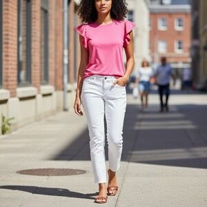 Simply Vera‎ Vera Wang Capri Pants Womens 10 White Textured Denim NWT